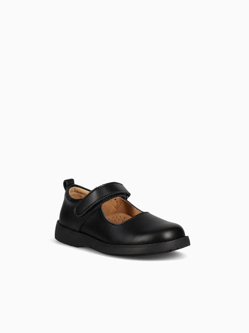 Leily Fb003 1 Strap Plain Black Lea