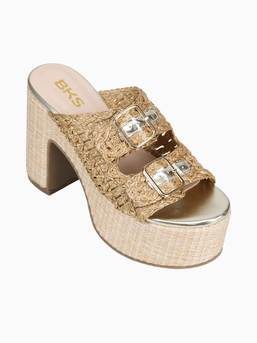 Delilah Gold Raffia Gold / 5 / M