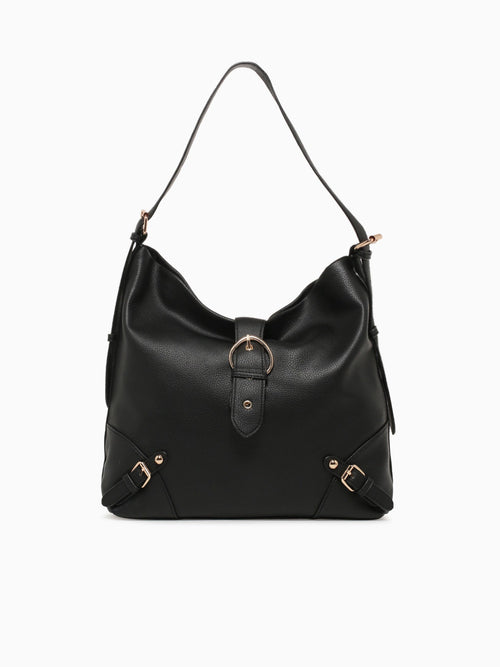 Buckle Shoulder Bag Black Black