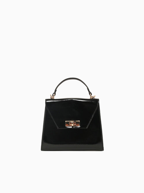 Alexia Top Handle Black Pat Black