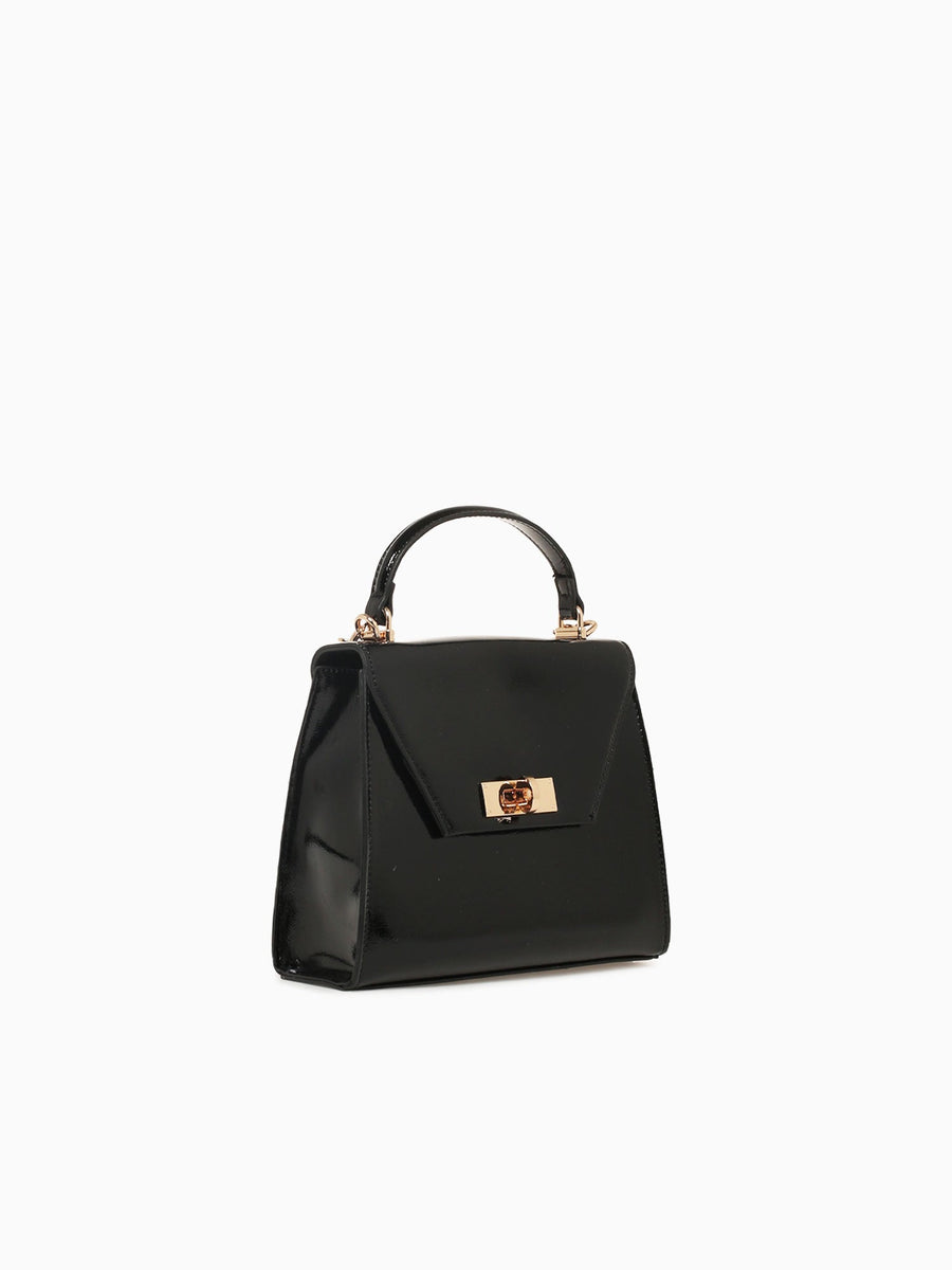 Alexia Top Handle Black Pat Black