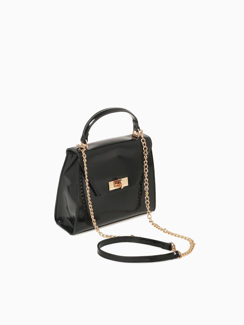 Alexia Top Handle Black Pat Black