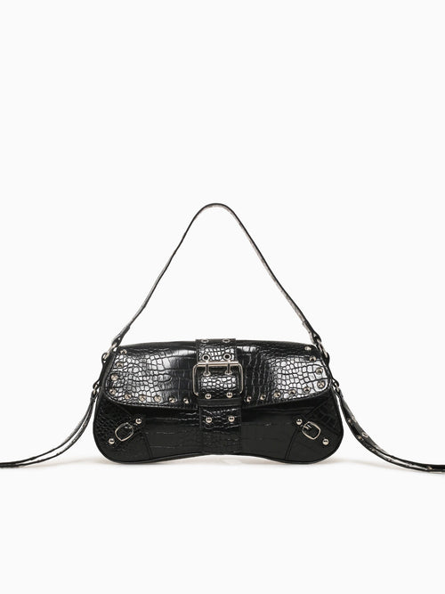 Meli Shoulder Bag Black Croco Black