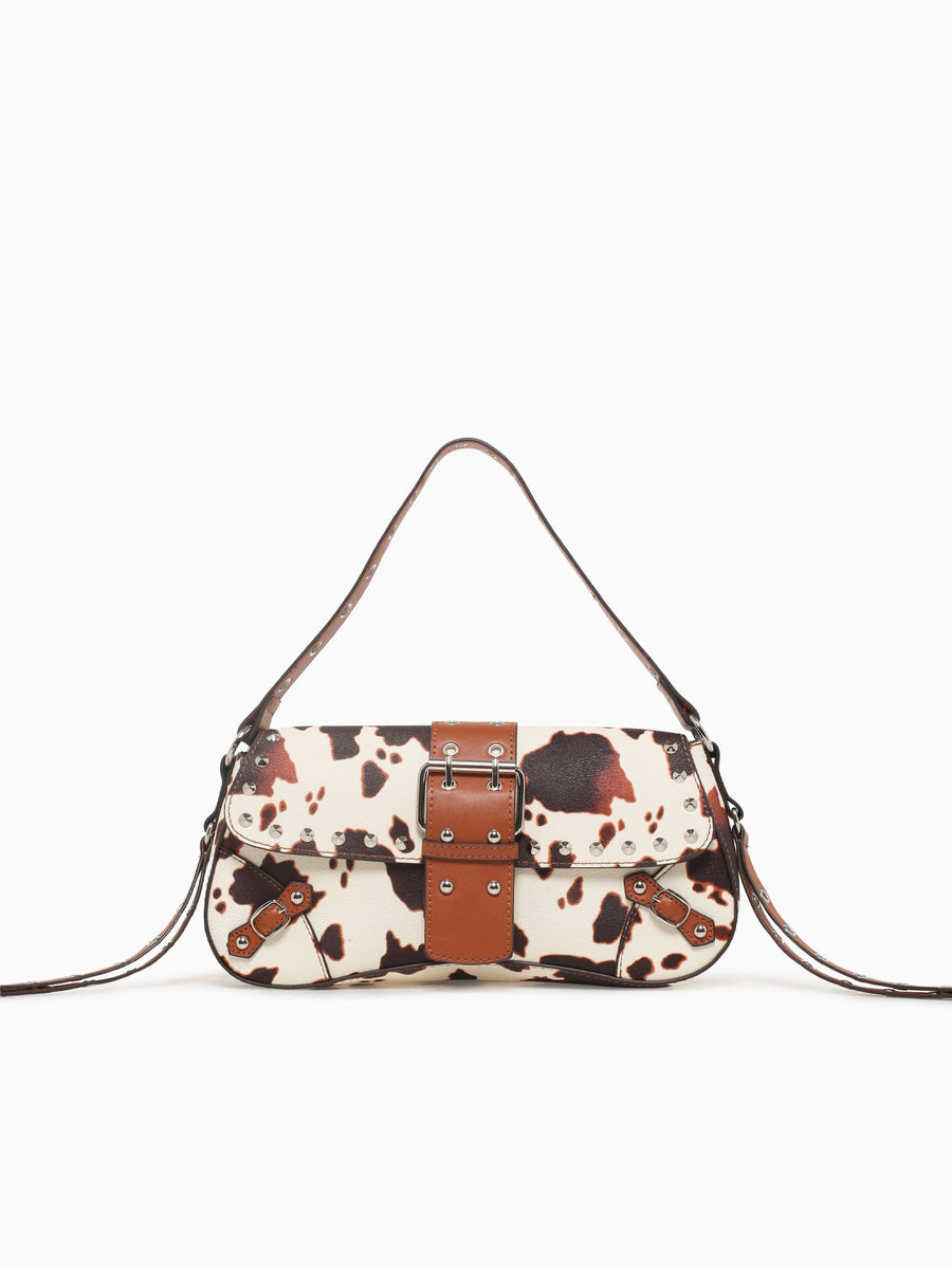 Meli Shoulder Bag Cow Print White Multi