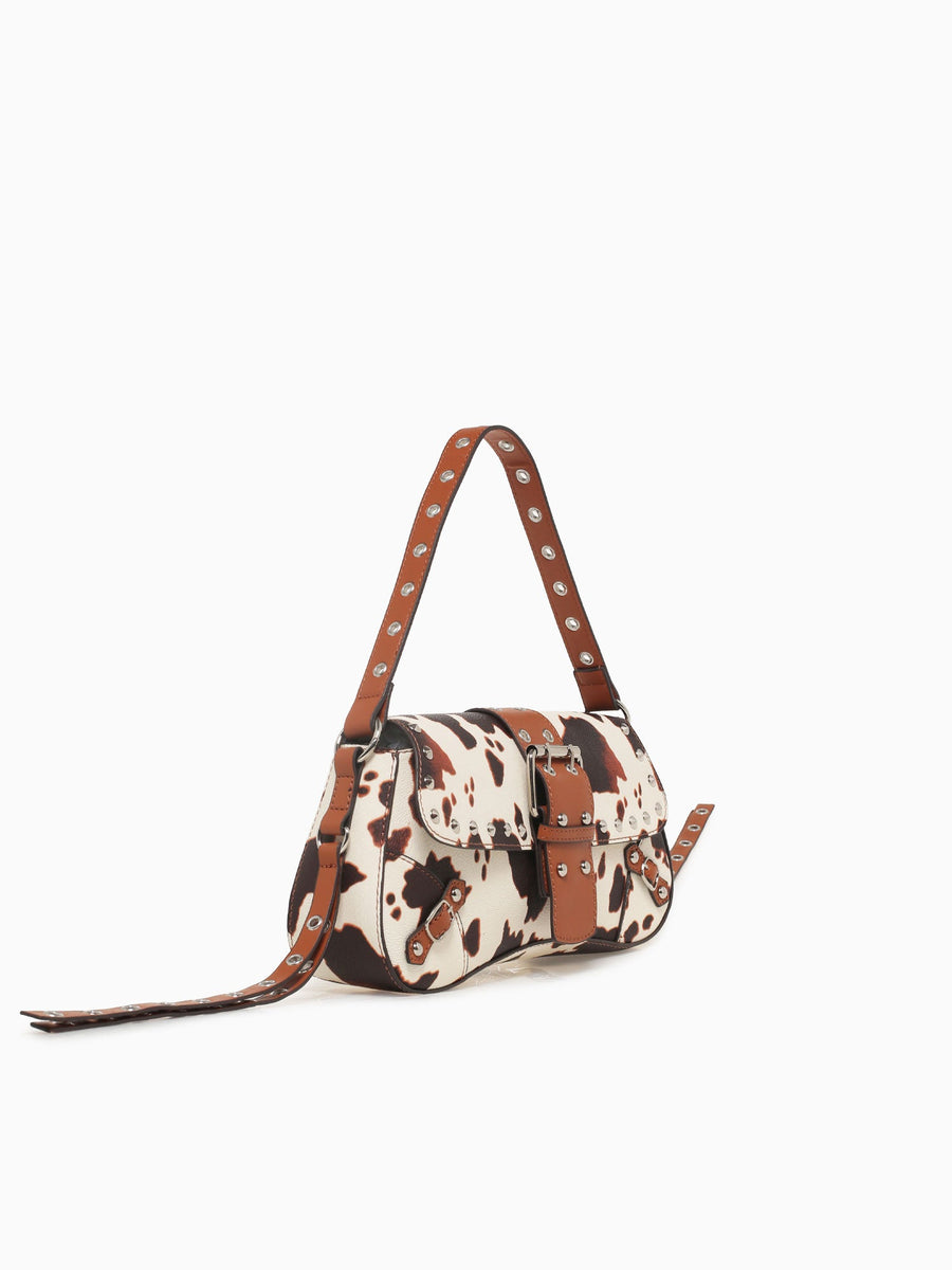 Meli Shoulder Bag Cow Print White Multi