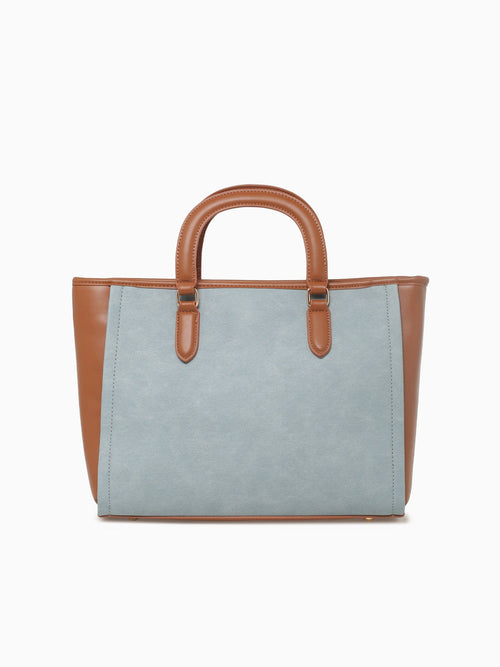 Tania Top Handle Denim Tan Blue