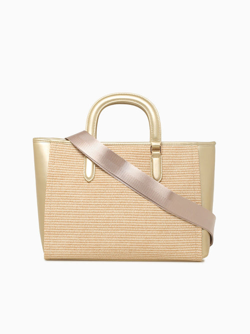 Tania Top Handle Gold Straw Gold