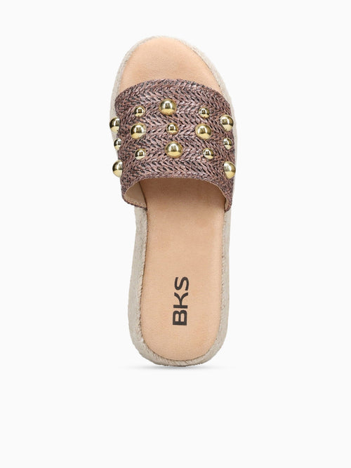 Beatrice Brown Raffia Gold / 5 / M