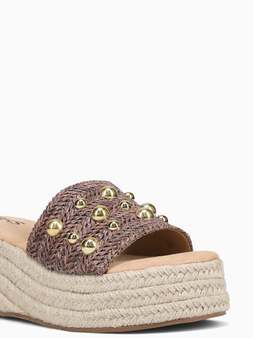 Beatrice Brown Raffia Gold / 5 / M