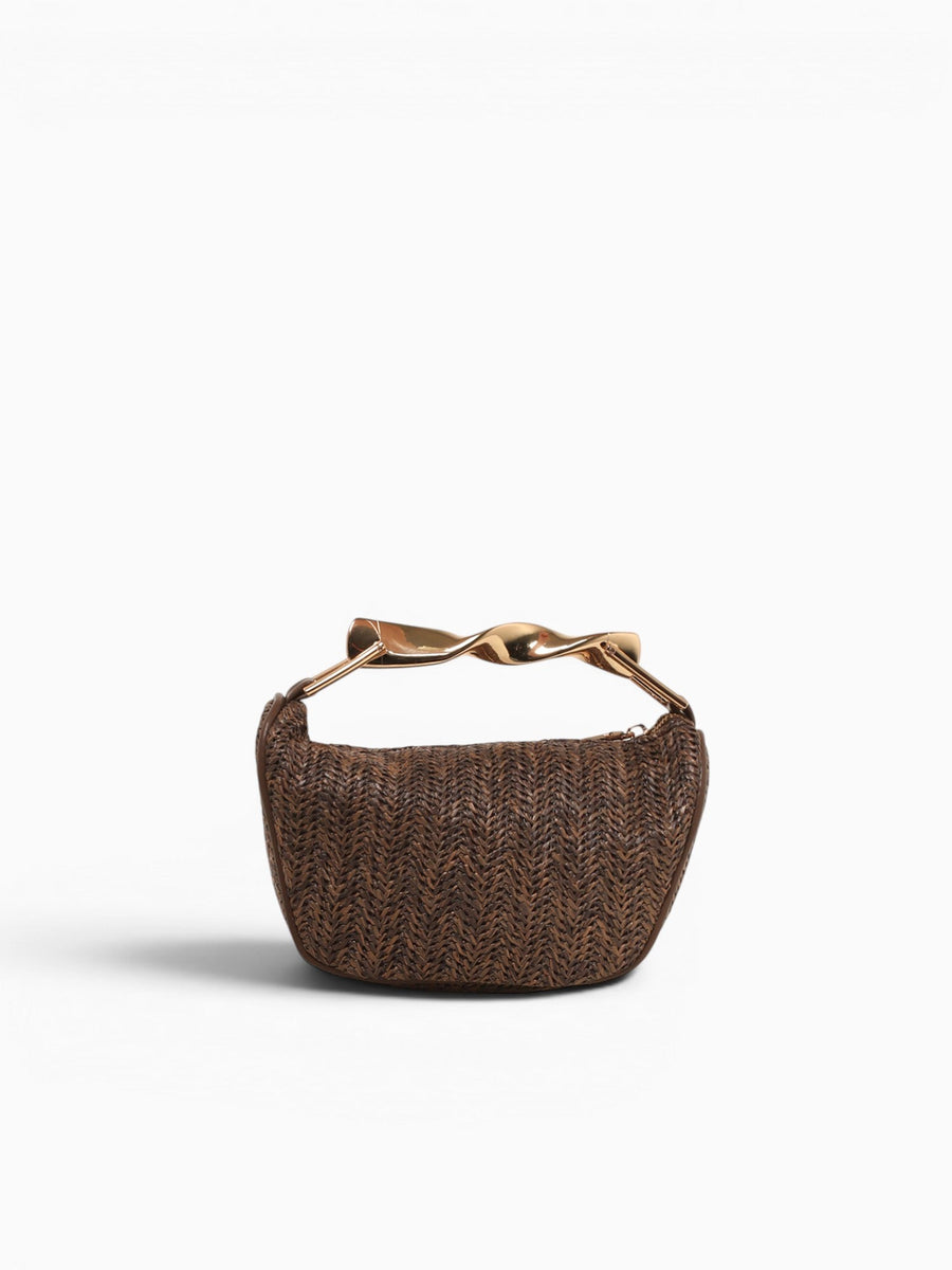 Lia Top Handle Brown Raffia Brown