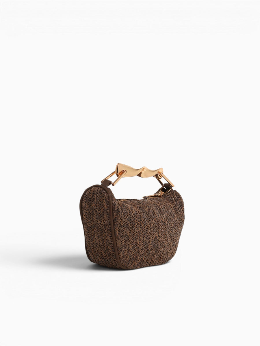 Lia Top Handle Brown Raffia Brown