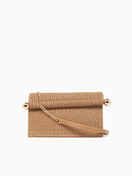Staci Clutch Brown Raffia Brown