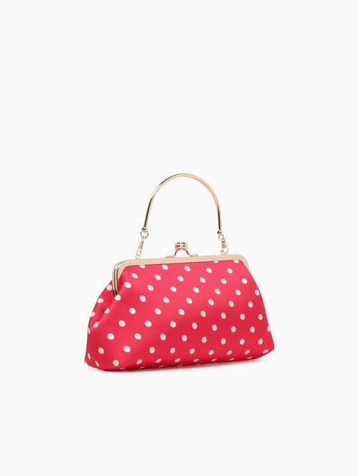 Polka Dot Kisslock Top Handle Red Red