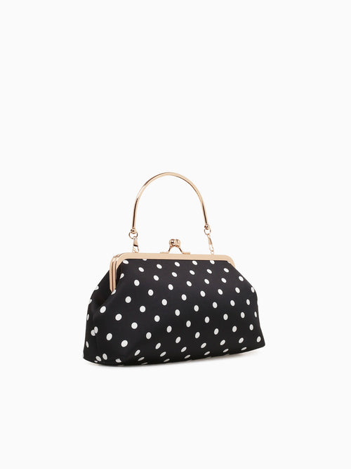 Polka Dot Kisslock Top Handle Black Black