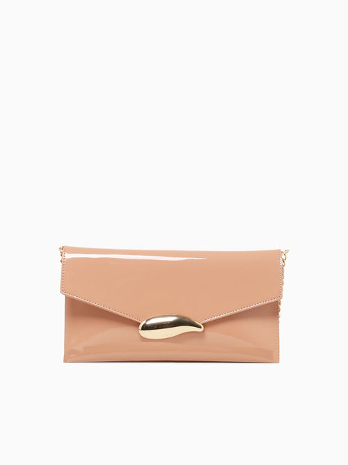 Victoria Clutch Nude Patent Beige