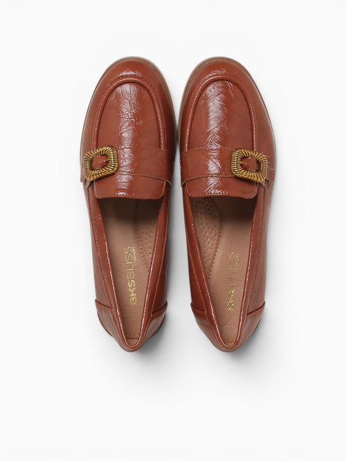 Gracie Camel Patent Crinkle Tan / 5 / M