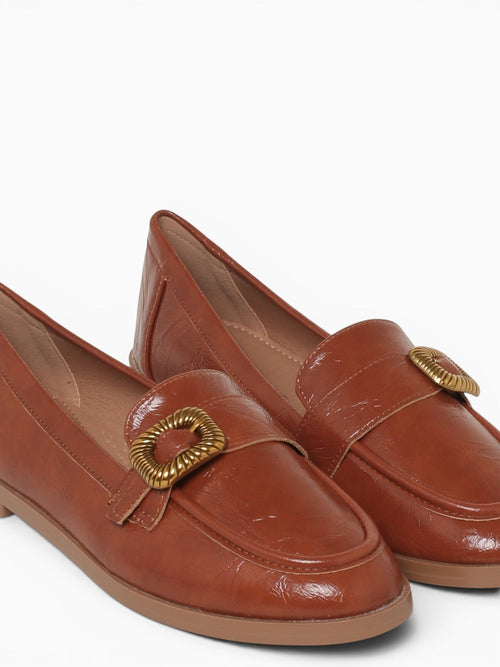 Gracie Camel Patent Crinkle Tan / 5 / M