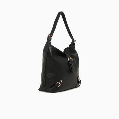 BUCKLE SHOULDER BAG-BLACK