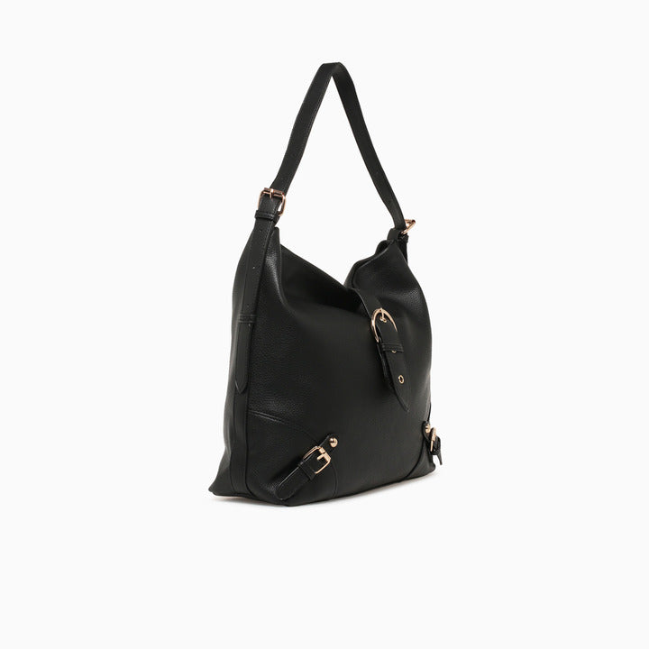 BUCKLE SHOULDER BAG-BLACK