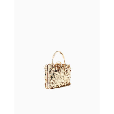 GLIMMER TOP HANDLE BAG-GOLD